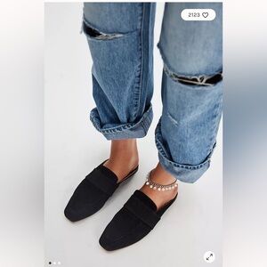 Free People At Ease Loafer mule slides 40-9.5/10 embossed leather